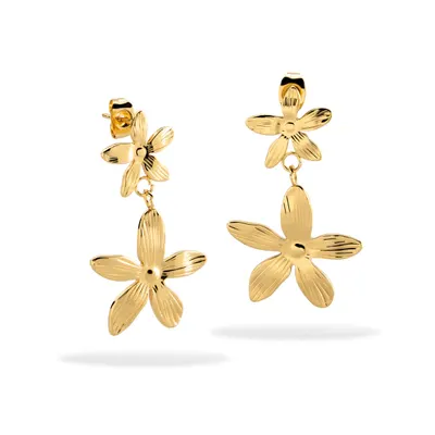 Arete flor colgante petalo texturizados 38mm