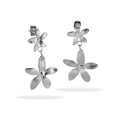 Arete flor colgante petalo texturizados 38mm