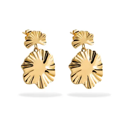 Arete flor colgante plisado 30mm