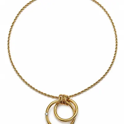 Collar cadena torzal con circulos entrelazados