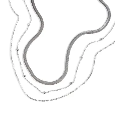 Collar triple panza de vibora y de eslabon 50cm