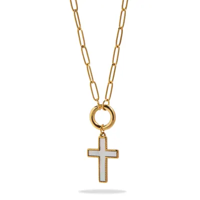 Collar con Cruz de madre perla 60-65cm