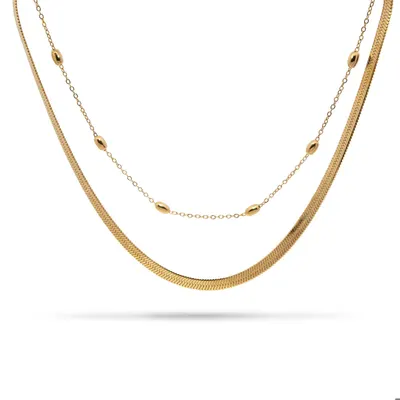 Collar doble cadna panza de vibora y cuentas tipo arroz 55-60cm