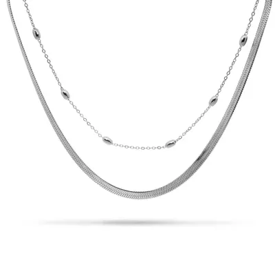 Collar doble cadna panza de vibora y cuentas tipo arroz 55-60cm