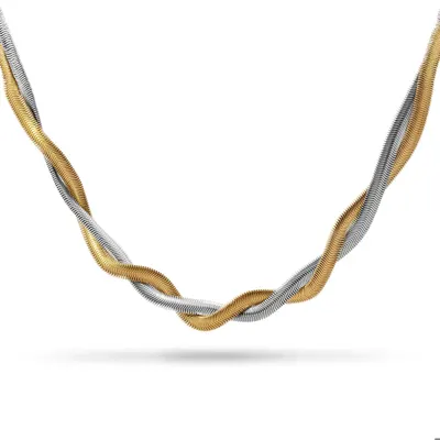 Collar doble cadena panza de vibora entrelazadas 45-50cm