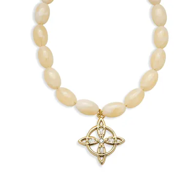 Collar dije nudo de bruja cristal marquisse con cuentas ovaladas 21-26cm
