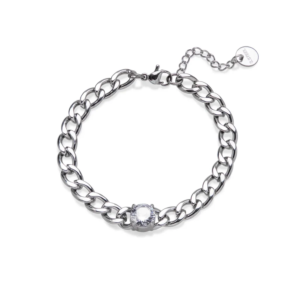 Pulsera barbada con cristal redondo 17-20cm/8mm — foto 1 de 2