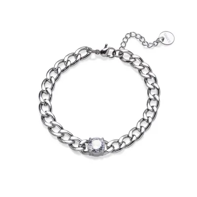 Pulsera barbada con cristal redondo 17-20cm/8mm