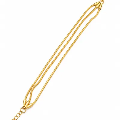 Pulsera panza de vibora triple 17-20cm dorado