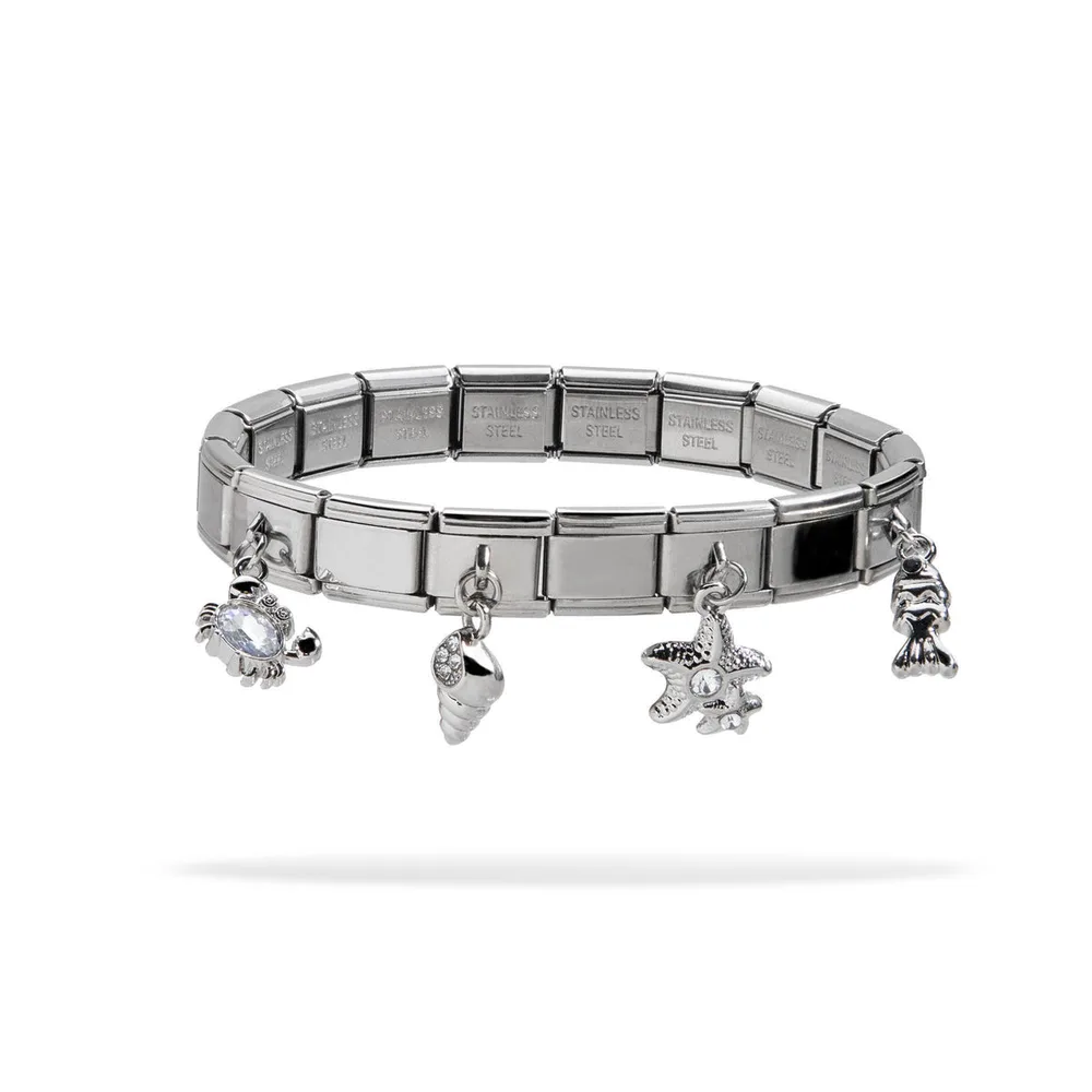 Brazalete ajustable italiano dijes marinos colgantes circonia 9mm — foto 1 de 2
