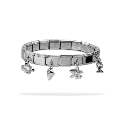 Brazalete ajustable italiano dijes marinos colgantes circonia 9mm