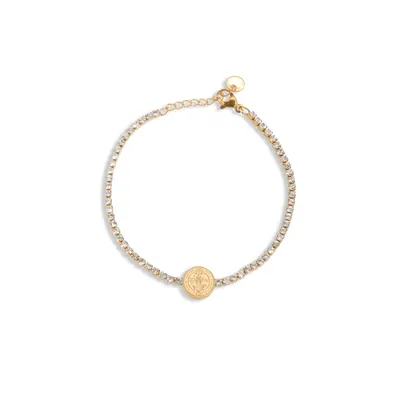 Pulsera de cristales Medalla San Benito 17cm