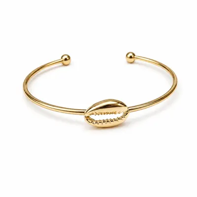 Brazalete abierto concha acero dorado b606a