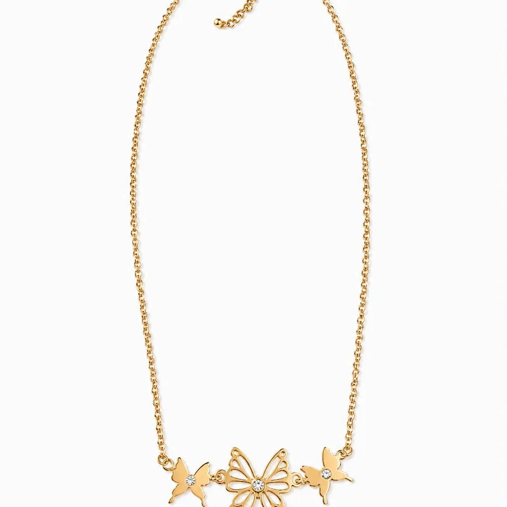 Collar mariposas cristal acero dorado cl4629a — foto 1 de 1