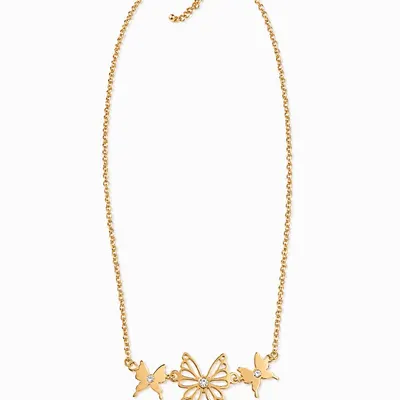 Collar mariposas cristal acero dorado cl4629a