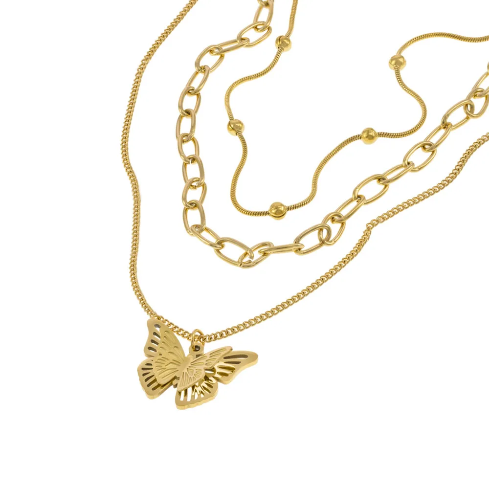 Collar triple mariposa colgante 40-50cm — foto 1 de 2