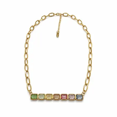 Collar 43cm c/barra 7mm de circonia baguette