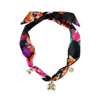 Bandana con dije de catarina flor y cerezas con circonias 90cm