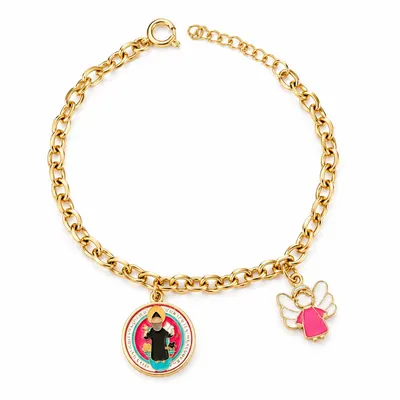 Pulsera argollas san benito esmaltado multi